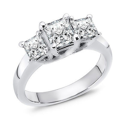 Three Stone Princess Cut Diamond Engagement Ring 2.00 Ct. Tw.