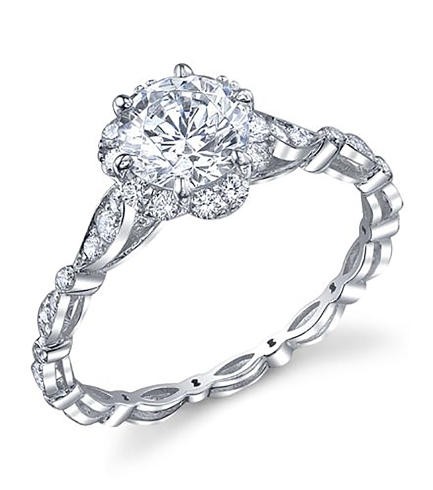 1.25 Ct. Tw. Halo Flower Designer Brilliant Round Engagement Ring