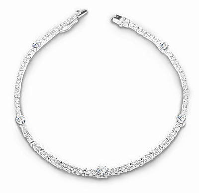 14K White Gold Riviera Ladies Diamond Necklace 4.50 TCW