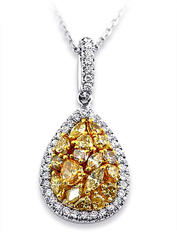2.00 Ct. Tw. Multi-Cut Fancy Yellow Diamond Pear Shape Pendant
