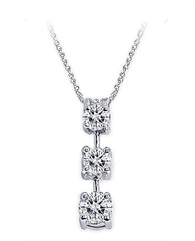 3-Stone 0.75 Ct. Tw. Natural Diamond Pendant with 16" Rolo Chain Included