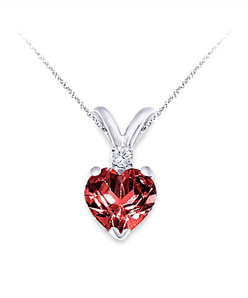 6MM Heart Shape Natural Garnet & 0.02 Ct. Tw. Diamond Pendant