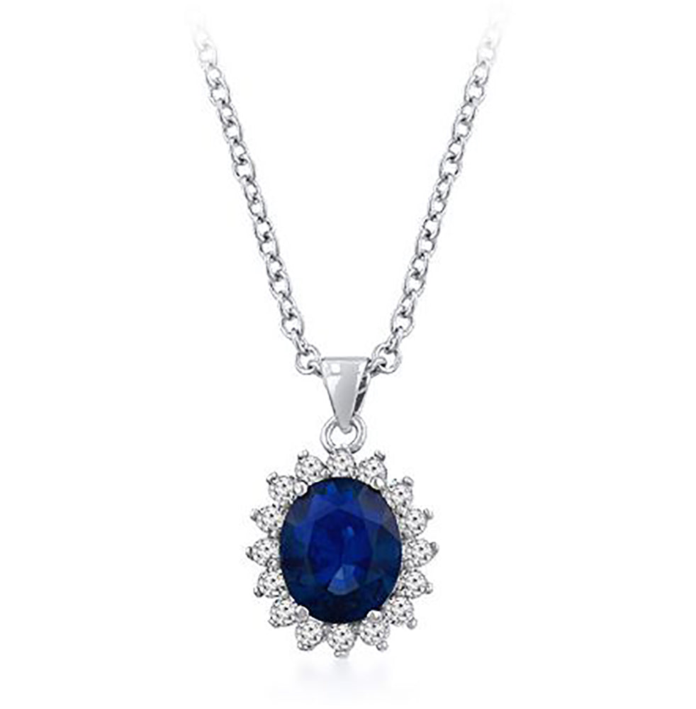 1.00 Ct. Tw. Round Cut Natural Blue Sapphire with 0.75 Ct. Tw. Diamond Pendant