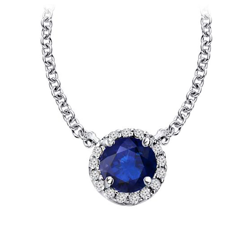 1.00 Ct. Tw. Natural Blue Sapphire with 0.25 Ct. Tw. Diamond Pendant