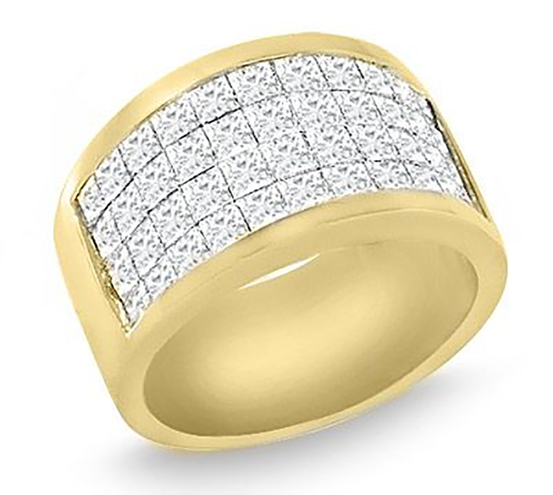 14K Gold Princess Cut Diamond Invisible Set Ring 3.00 Carat