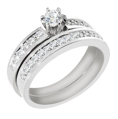 1.40 Carat Round Cut Diamond Engagement Wedding Ring Set