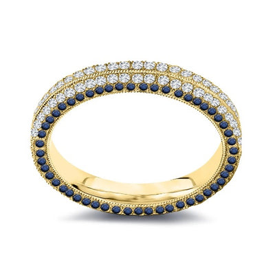 2 Ct. Tw. Four Row Natural Blue Sapphire and Diamond Eternity Band