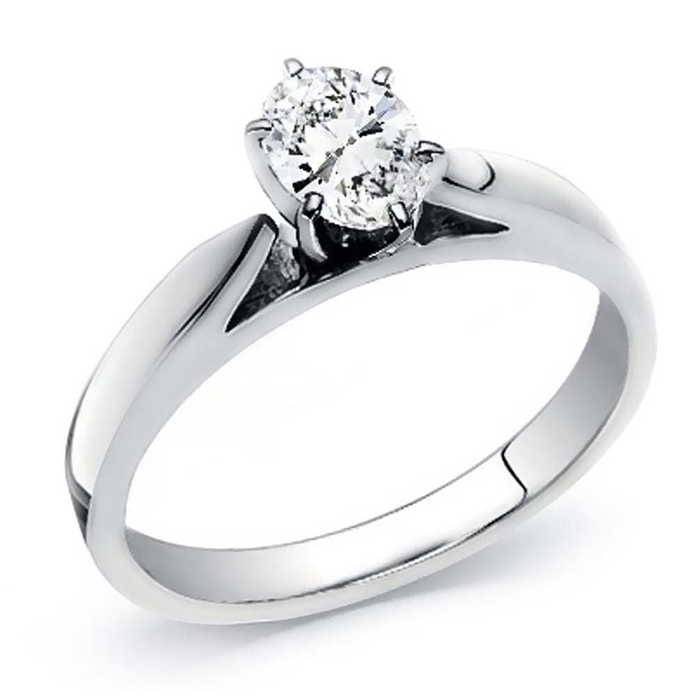 Engagement 0.15 Carat Oval Cut Solitaire Diamond Ring