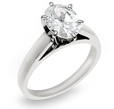 14k Gold Oval Diamond Solitaire Ring .75 Carat