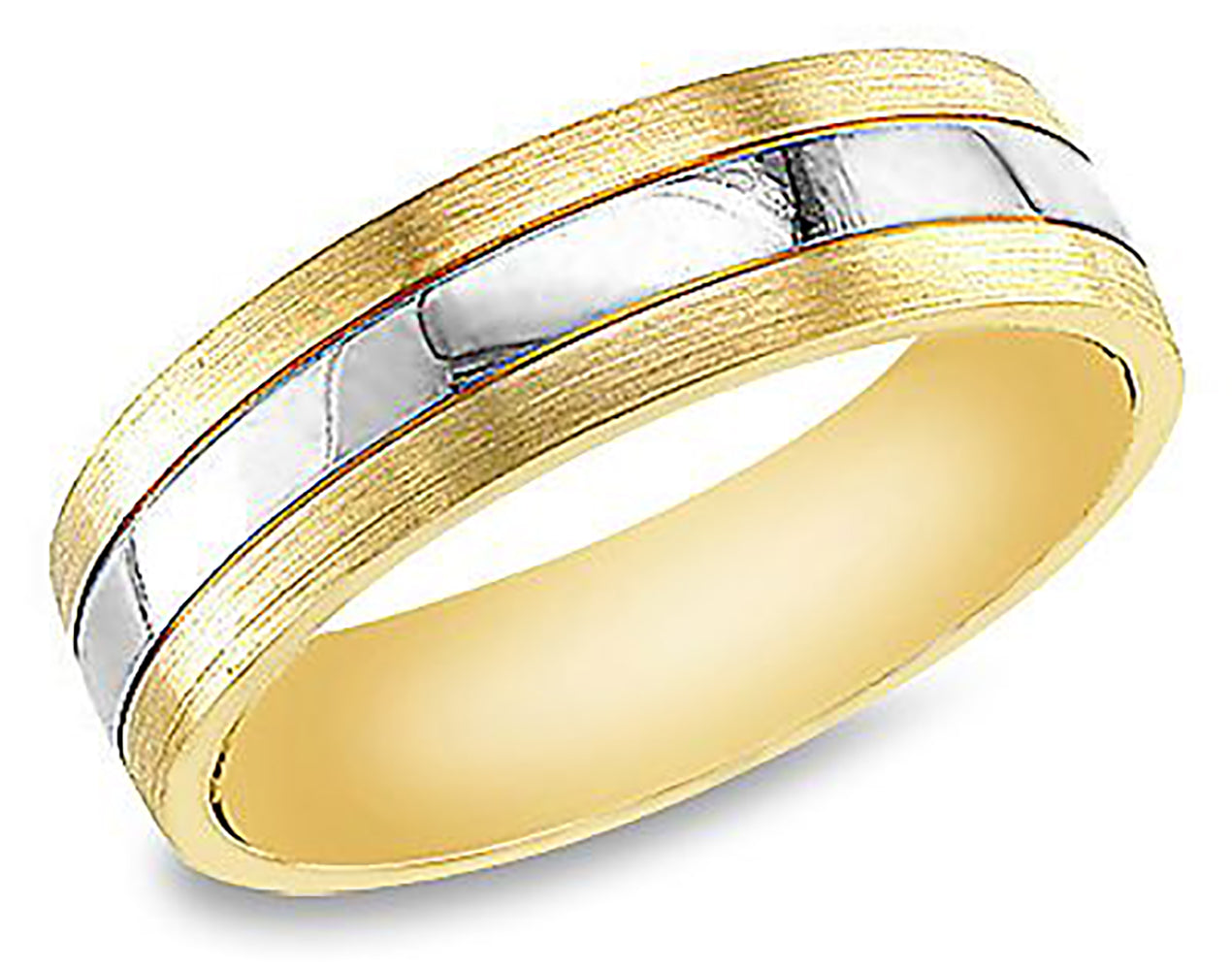 6MM Two Tone Solid Gold Wedding Band