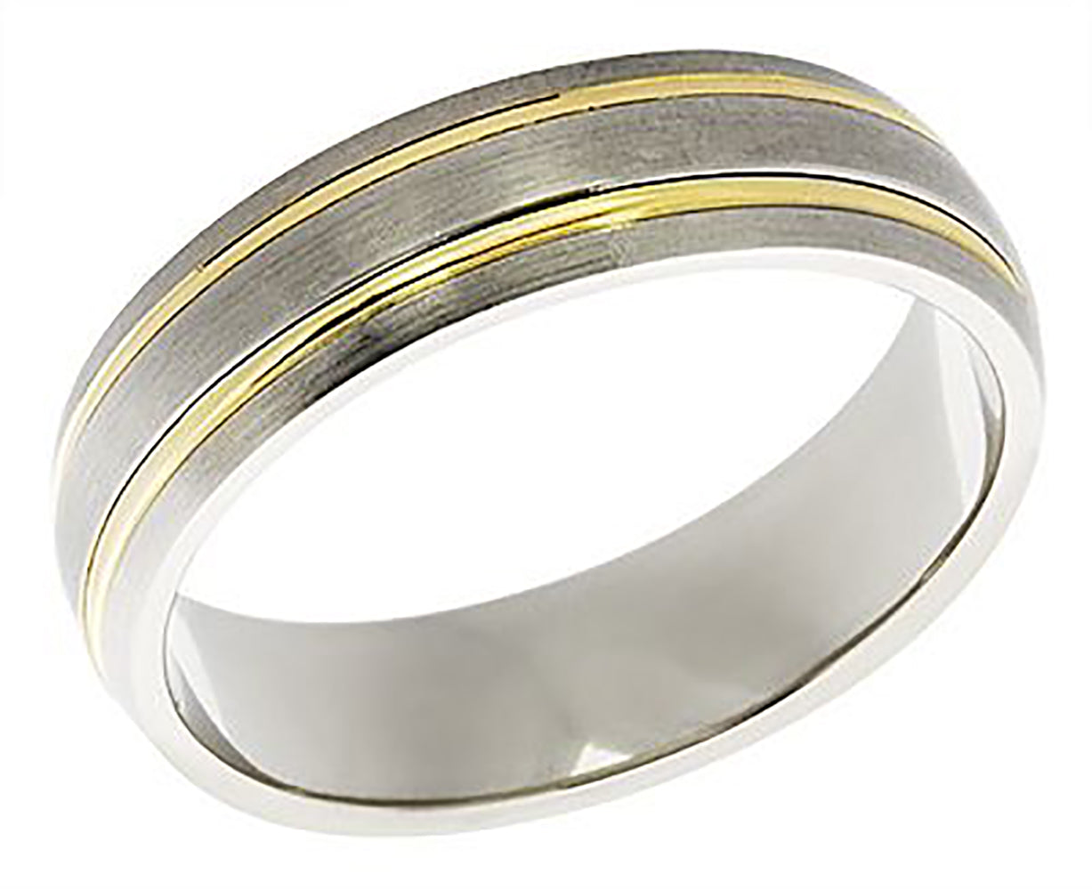 6.5MM Two Tone Gold Wedding Band