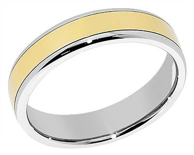 6.5MM Flat Top Two Tone Solid Gold Wedding Band