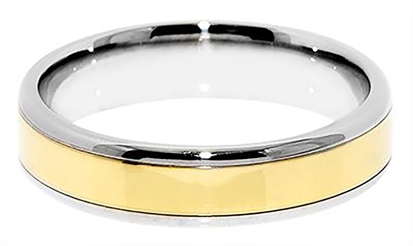 6.5MM Flat Top Two Tone Solid Gold Wedding Band