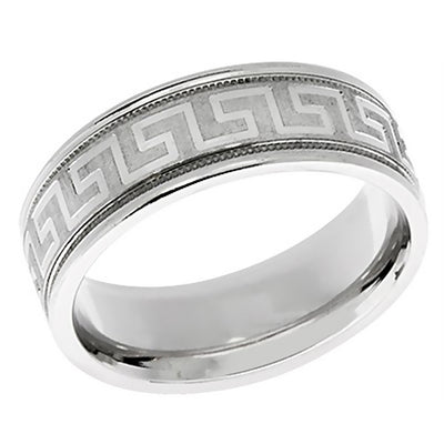 7MM Solid Gold Maze Pattern and Milgrain Wedding Band