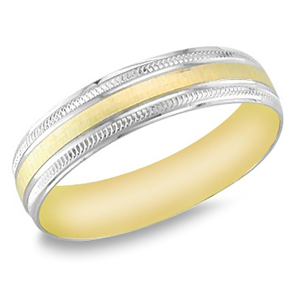 5MM Two Tone Gold Wedding Band With White Gold Rim