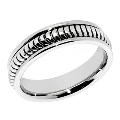 6MM Solid Gold Ribbed Wedding Band