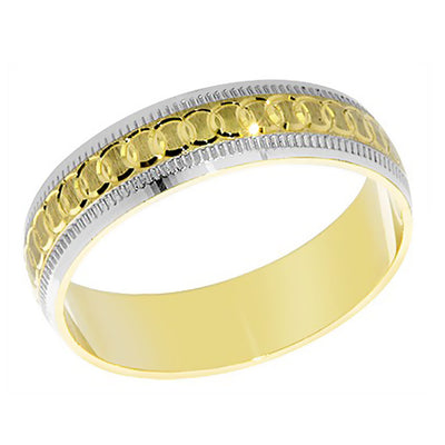 5MM 14K Two Tone Gold Wedding Band