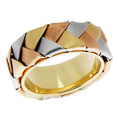 Tri-Color 7MM Solid Gold Wedding Band