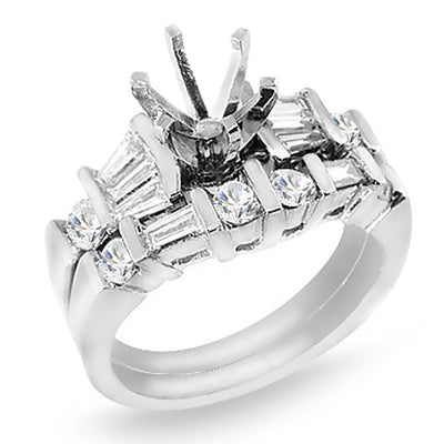 Ladies 0.80 Ct. Tw. Mix Cut Diamond Semi-Mount Engagement Ring & Wedding Band Set