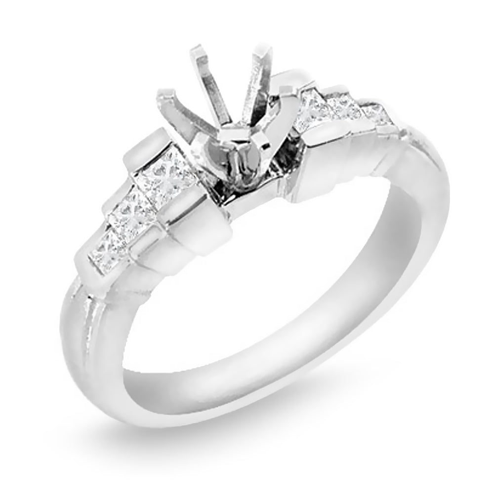 Ladies 0.60 Ct. Tw. Princess Cut Diamond Semi-Mount Engagement Ring